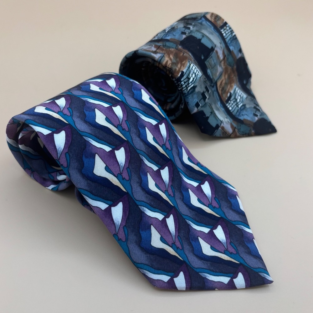 Lot 2 J. Garcia Silk Ties Butterfly Study Collection Nine Stonehenge Abstract